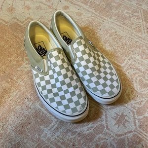 Sage Green Checkered Slip On Vans